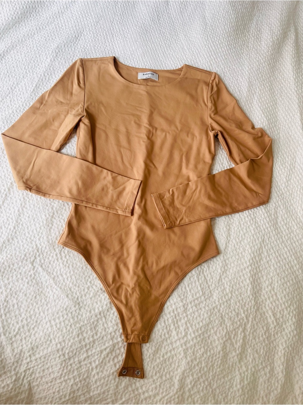 Babaton Kids Long Sleeve One-Piece Bodysuit in Tan